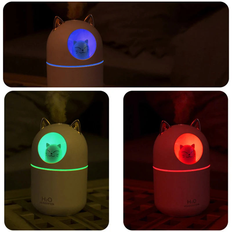 300ML Air Humidifier Cute Cat Ultra-Silent Aromatherapy