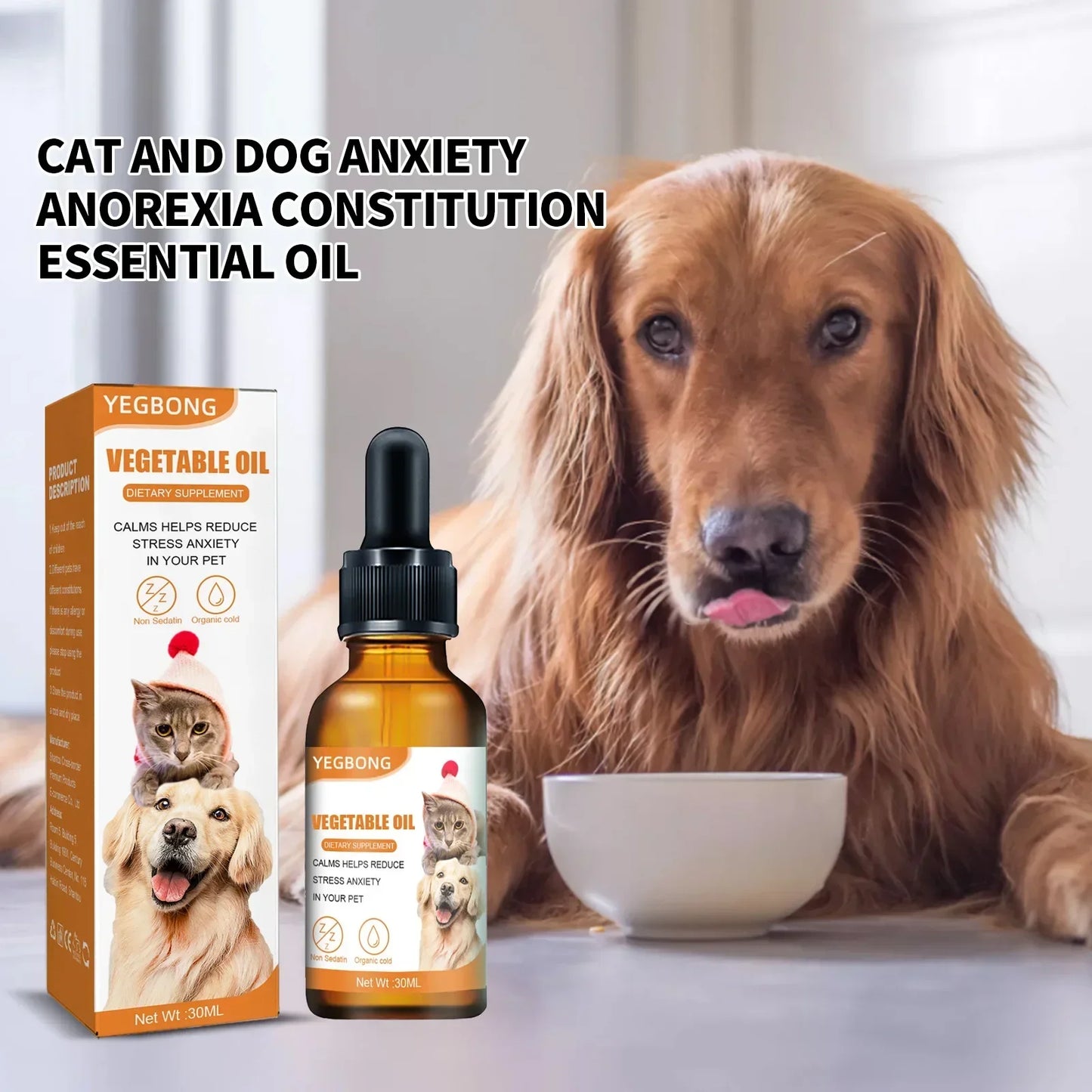 Natural Organic Calming Drops For Pet Anxiety Relief Blend