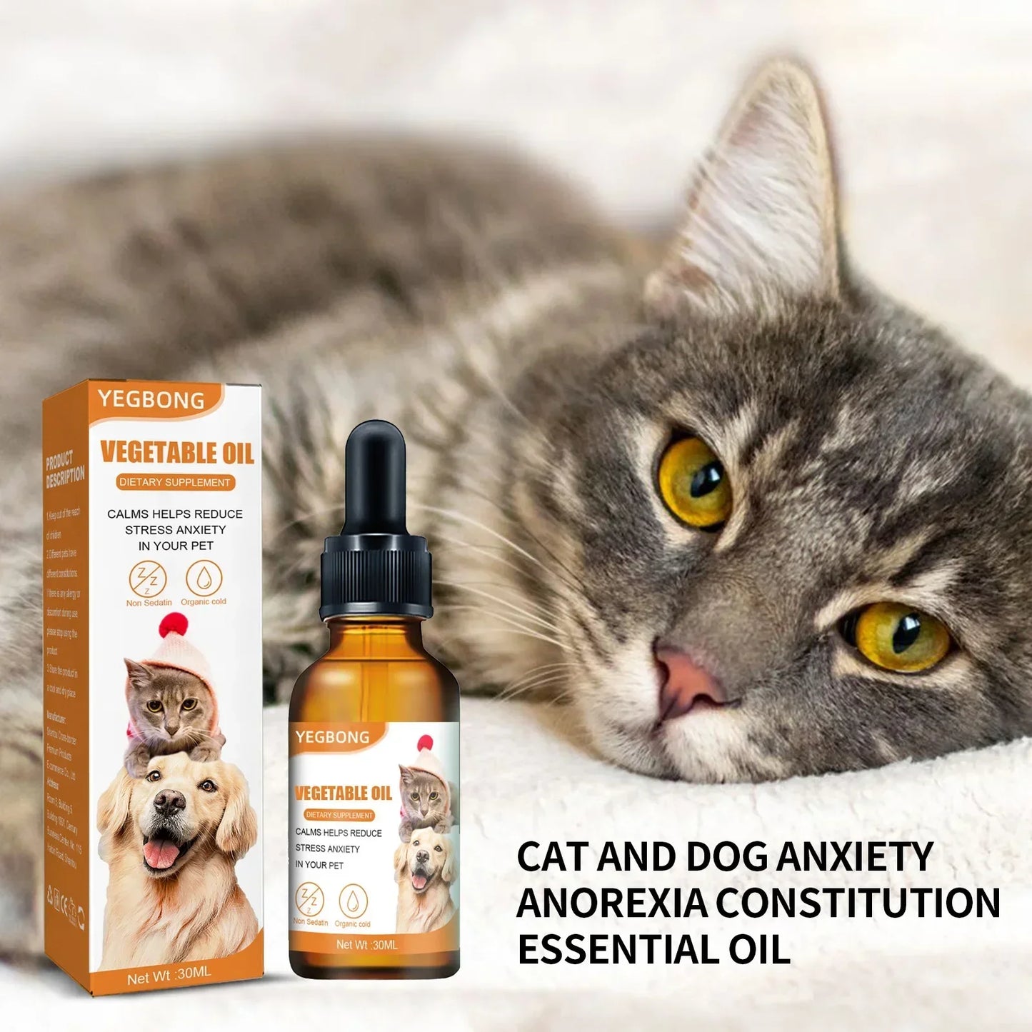 Natural Organic Calming Drops For Pet Anxiety Relief Blend