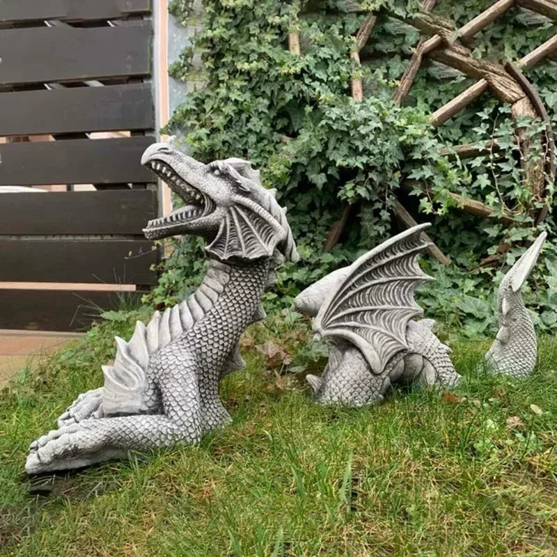 Solar Powered Outdoor Garden Dragon Statue for Meditation