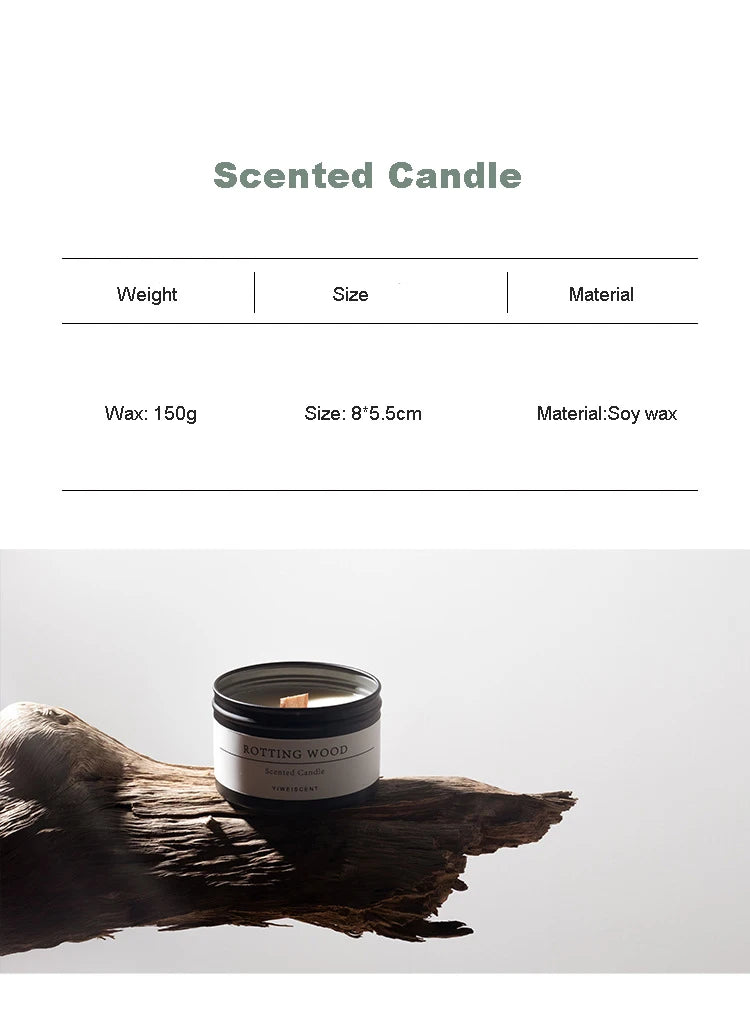 Black Tin Can Scented Aromatic Candles Wooden Wick Candle Jars with Lid Classic Home Decorative Candles Citronella