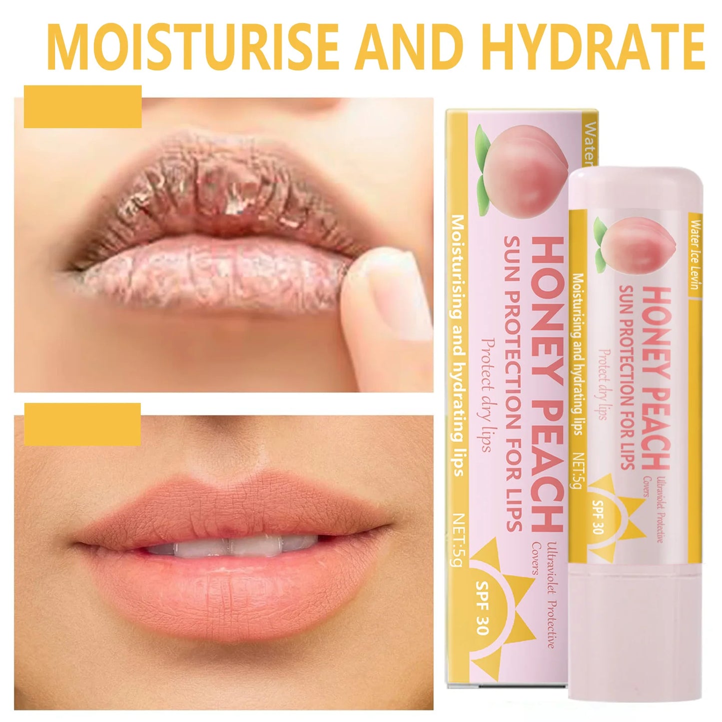 Peach and Banana Sunscreen Lip Balm SPF 30 for Moisturized Lips