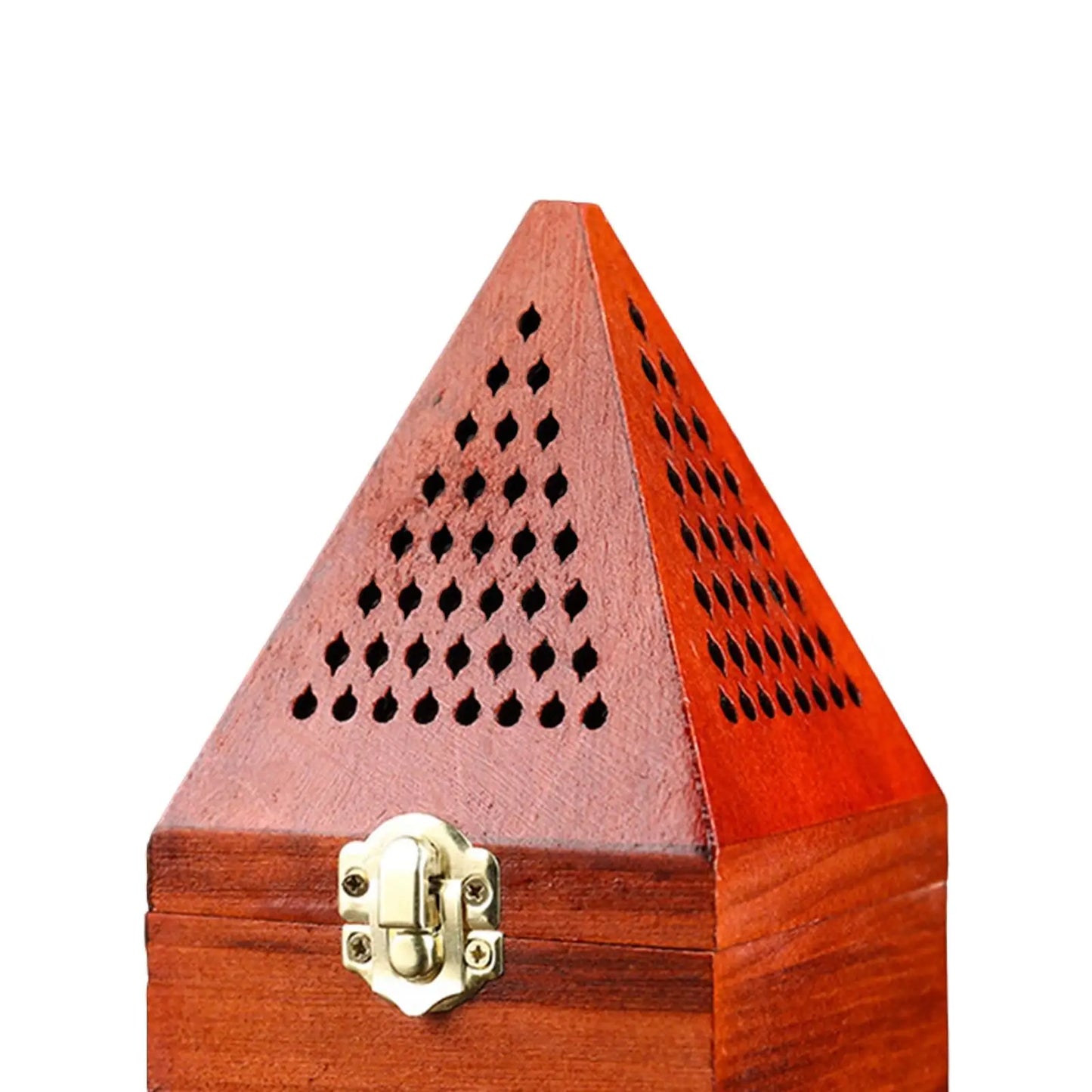 Wood Incense Burner Box Wooden Censer Pyramid Decor Holder