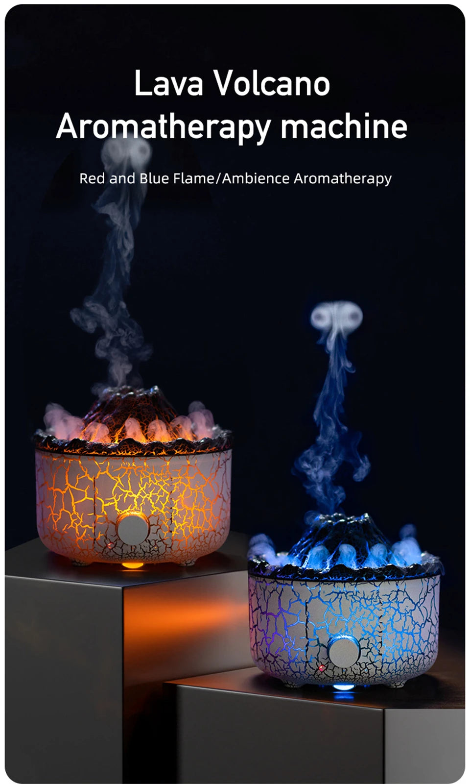 Volcano Aromatherapy Diffuser Smoke Ring with Flame Lamp