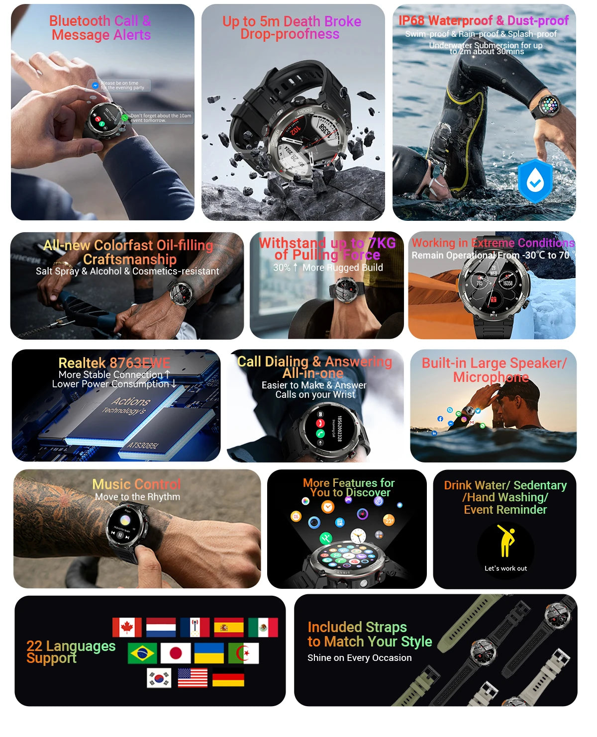 Blackview W50 Pro Smartwatch IP68 Bluetooth 1.45-Inch Display