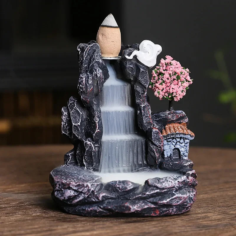 Creative High Mountain Flowing Resin Back Flow Incense Holder