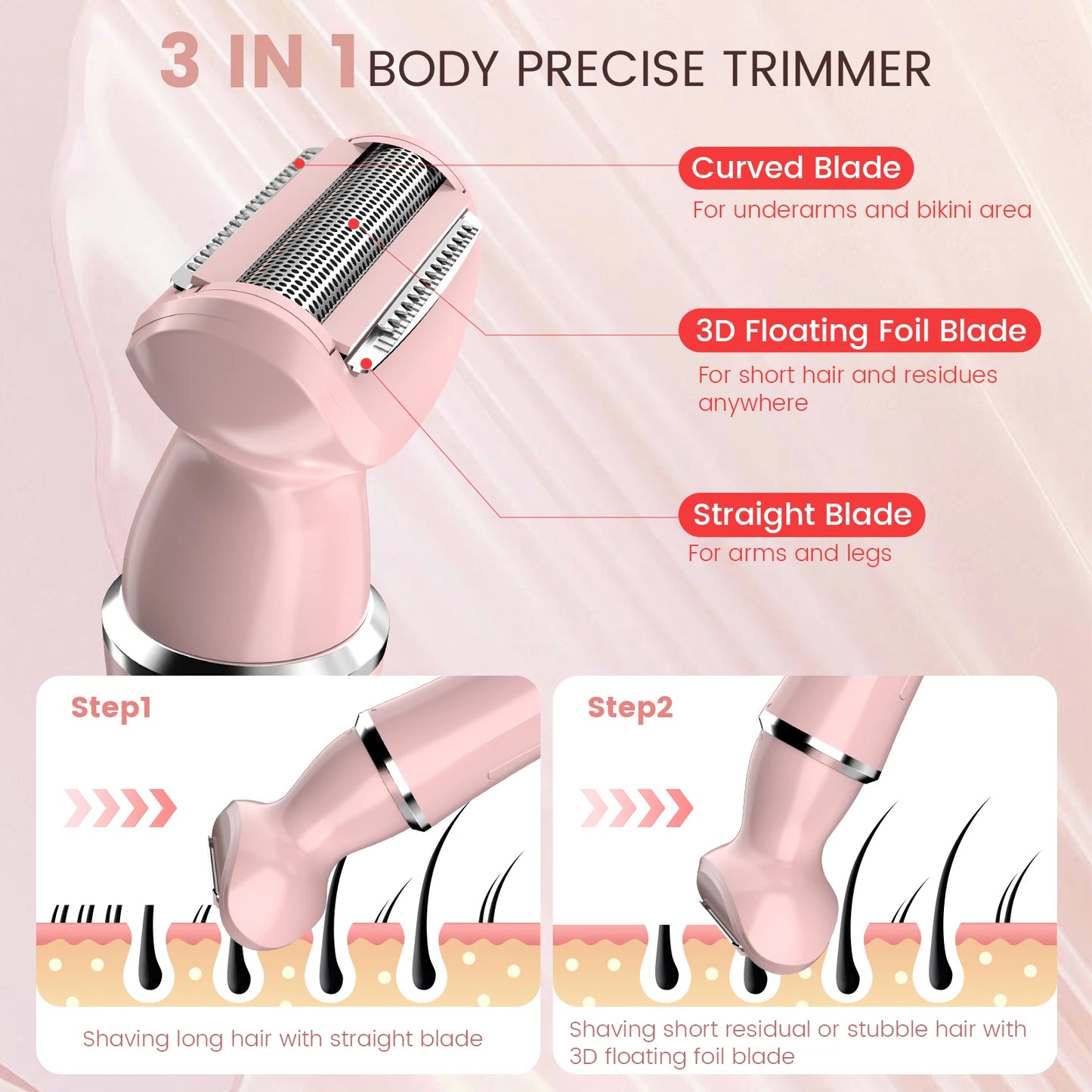 Sejoy 4 In 1 Electric Lady Shaver Portable for Effortless Hair Removal