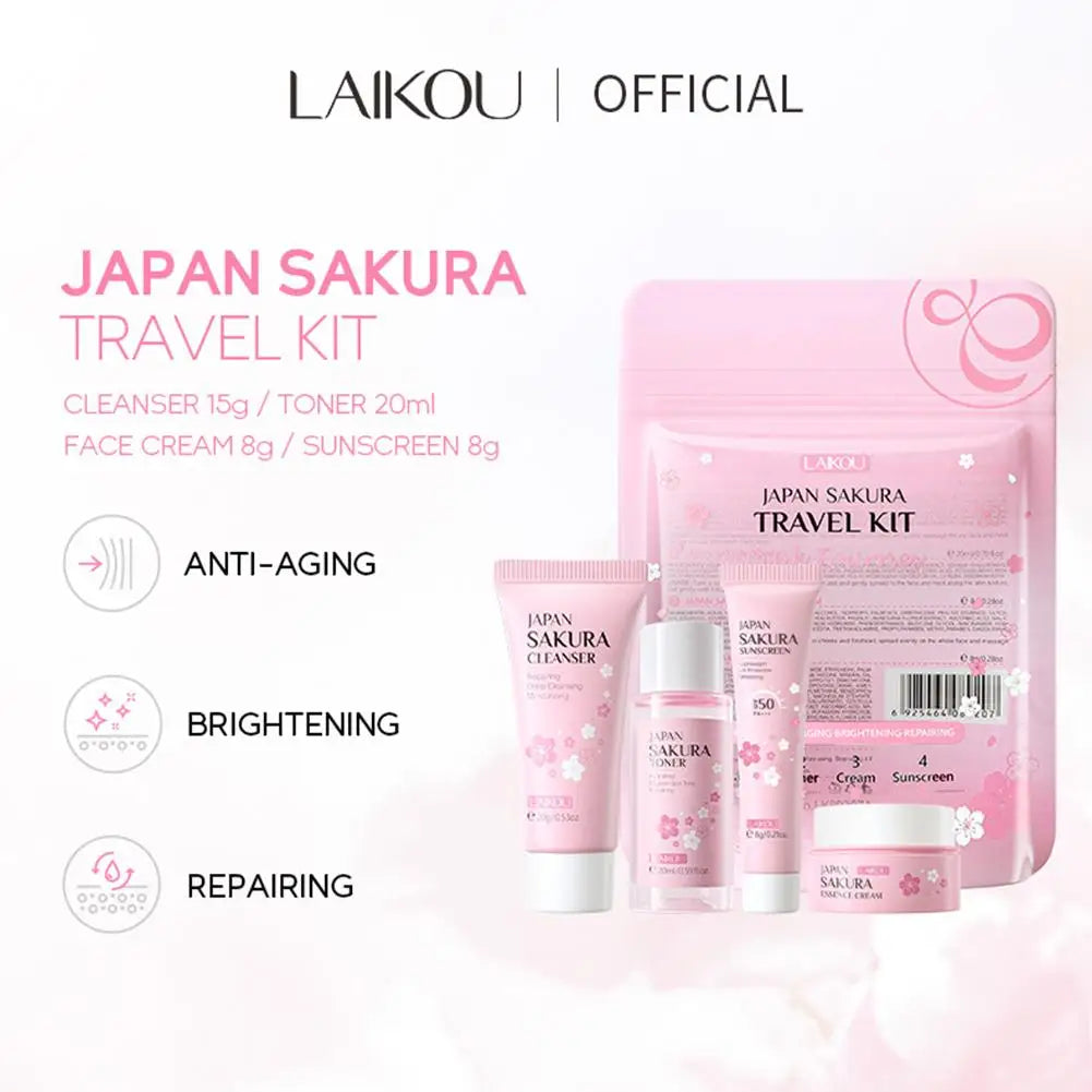 4pcs/Bag Sakura Skin Care Sets Facial Cleanser Toner Sunscreen Products