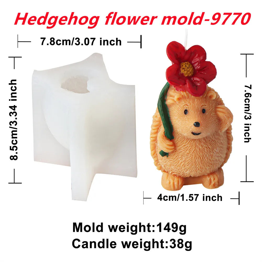 Hedgehog Sculpture Mold for DIY Soywax Candle Decor