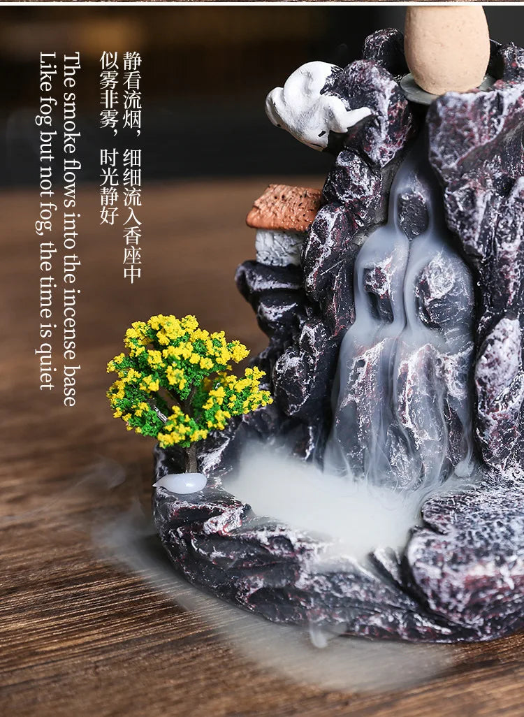 Creative High Mountain Flowing Resin Back Flow Incense Holder