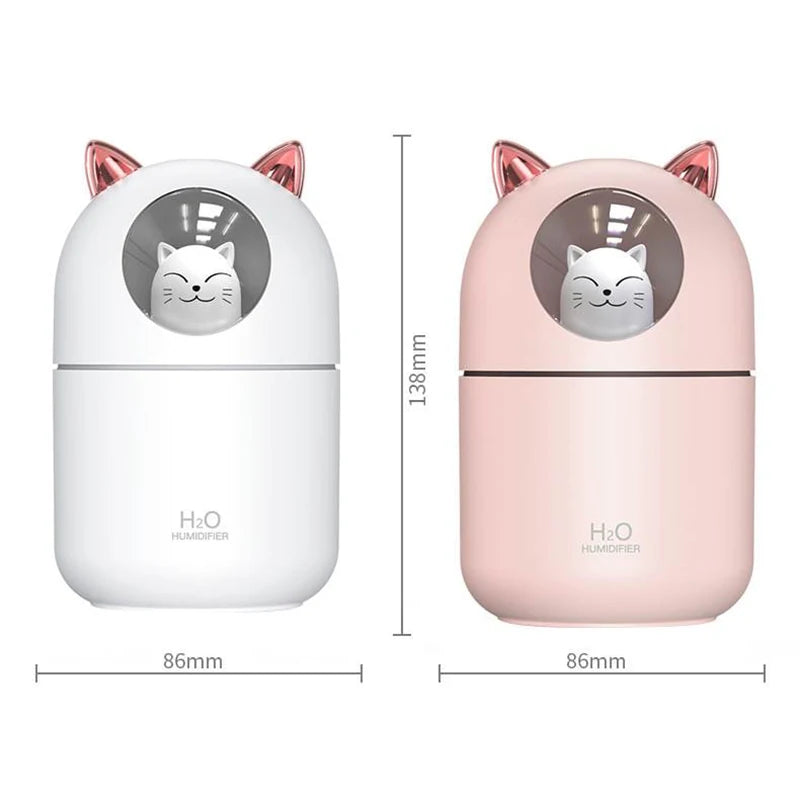 300ML Air Humidifier Cute Cat Ultra-Silent Aromatherapy