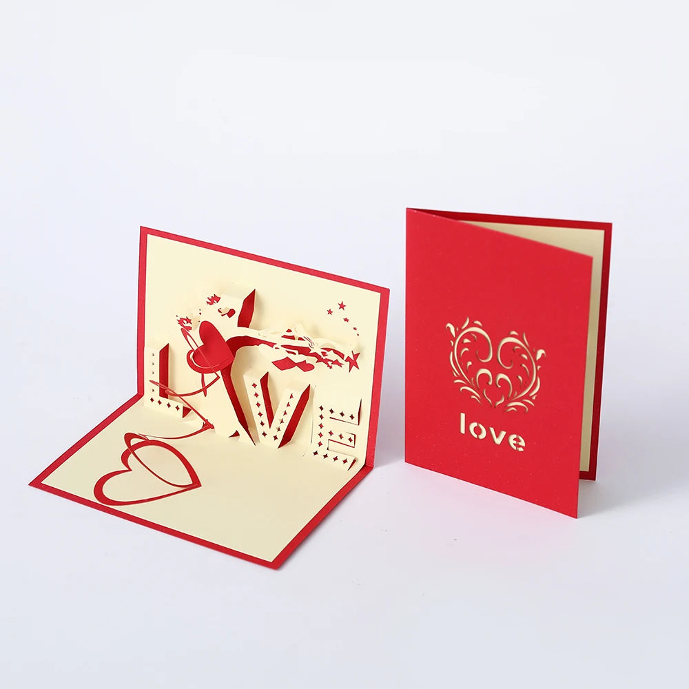 3D Pop Up Greeting Cards Love Postcard Couples Handmade Gift