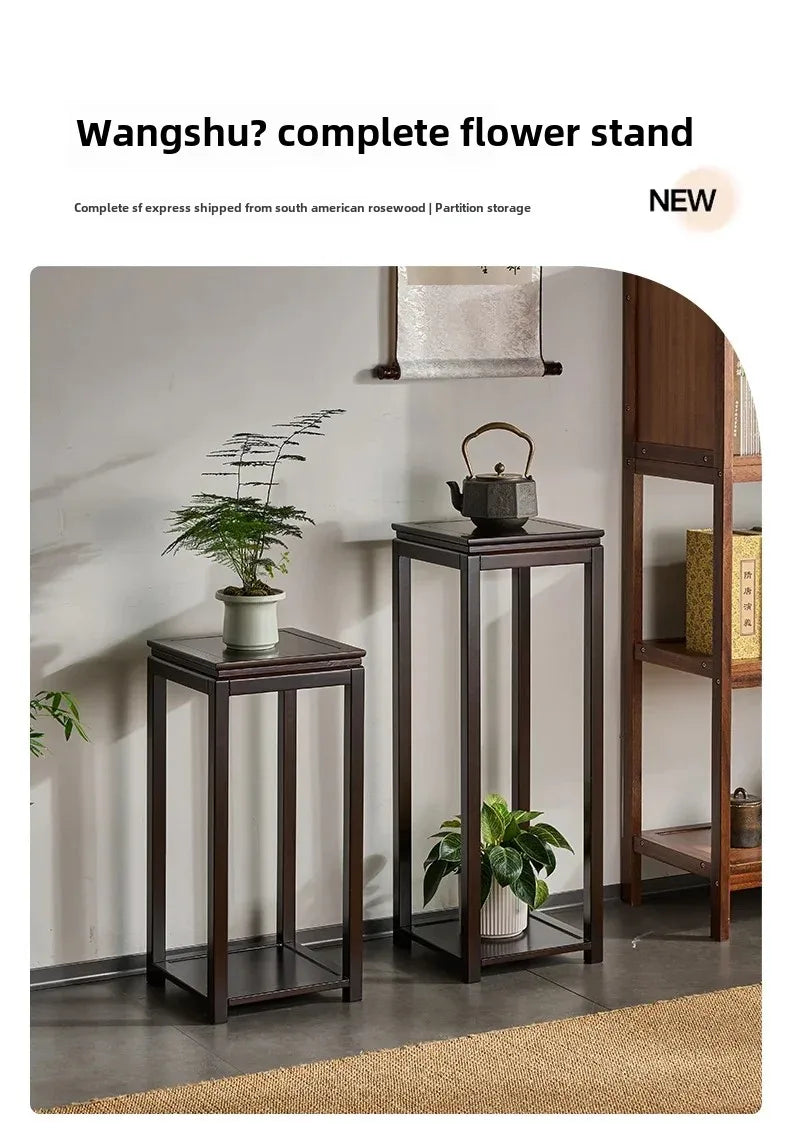 Chinese Style Plant Shelf Retro Bamboo Flower Stand Organizer