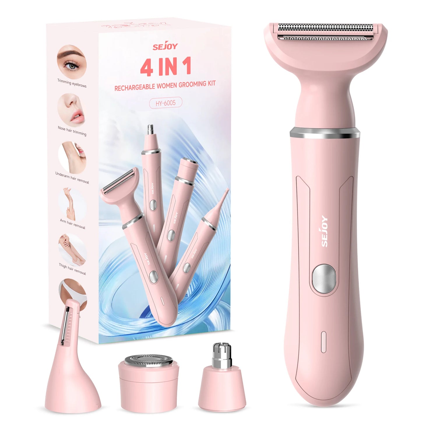 Sejoy 4 In 1 Electric Lady Shaver Portable for Effortless Hair Removal