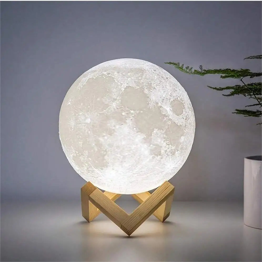 1pc 3D Moon Lamp Humidifier With Wooden Base For Tranquil Home Decor