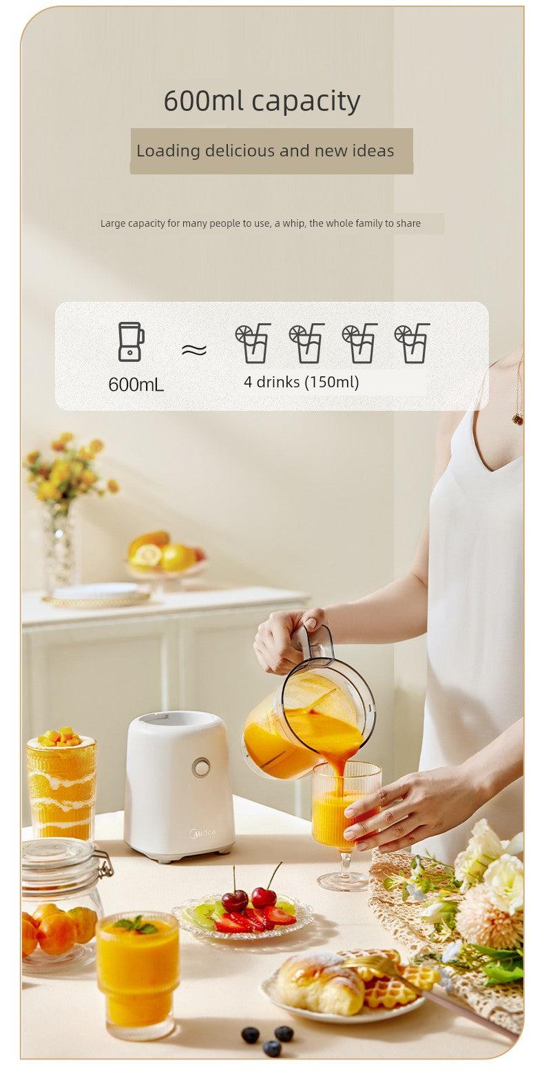 Midea Multi-Function Electric Milk Shake Cup Fruit Juicer Deluxe