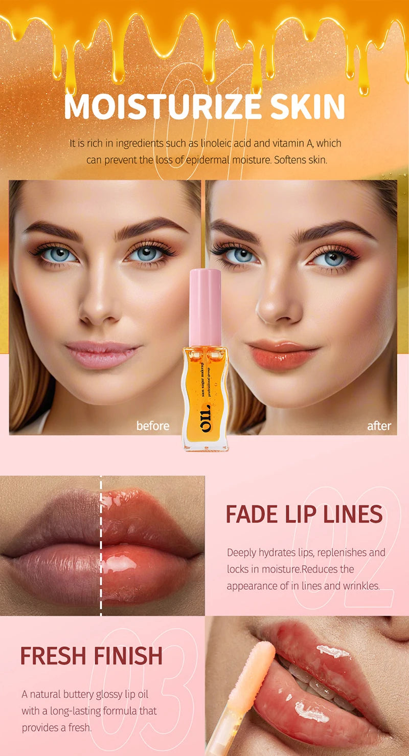 Water Light Honey Essence Lip Oil Gloss for Moisturized Lips