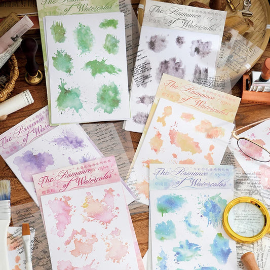 Journal GO 10pcs/lot Watercolor Trace Sticker Set for Sophisticated DIY Decor