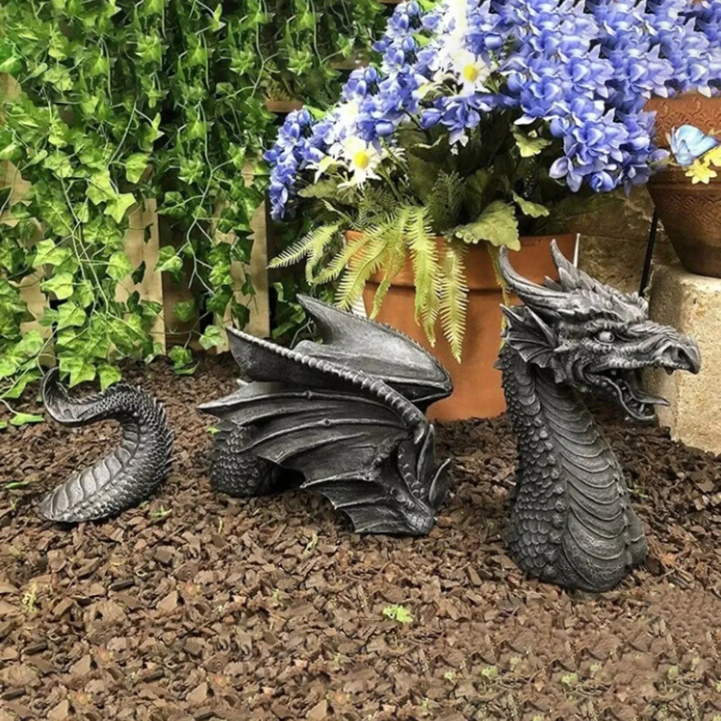 Solar Powered Outdoor Garden Dragon Statue for Meditation