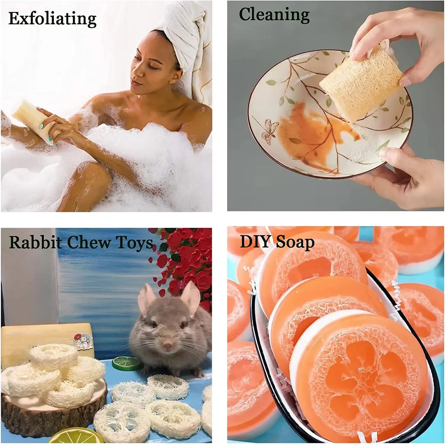 100% Natural Loofah Exfoliating Body Sponge Scrubber for Spa