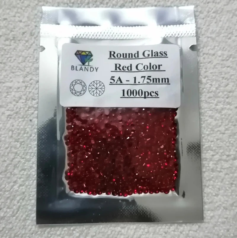 Free Shipping 1000pcs Round Cut Colorful Glass Gems