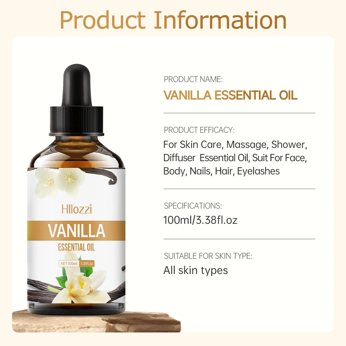 Vanilla Essential Oil for Face, Long-Lasting Fragrance