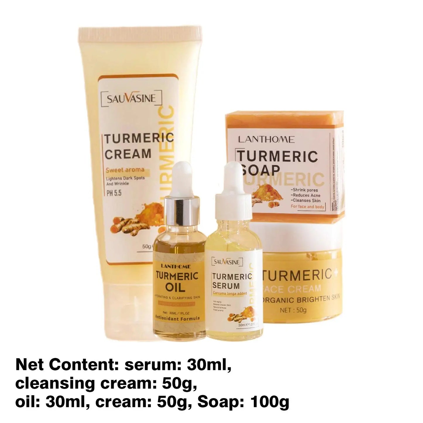 5 Piece Set Turmeric Facial Care for Radiant Skin Care