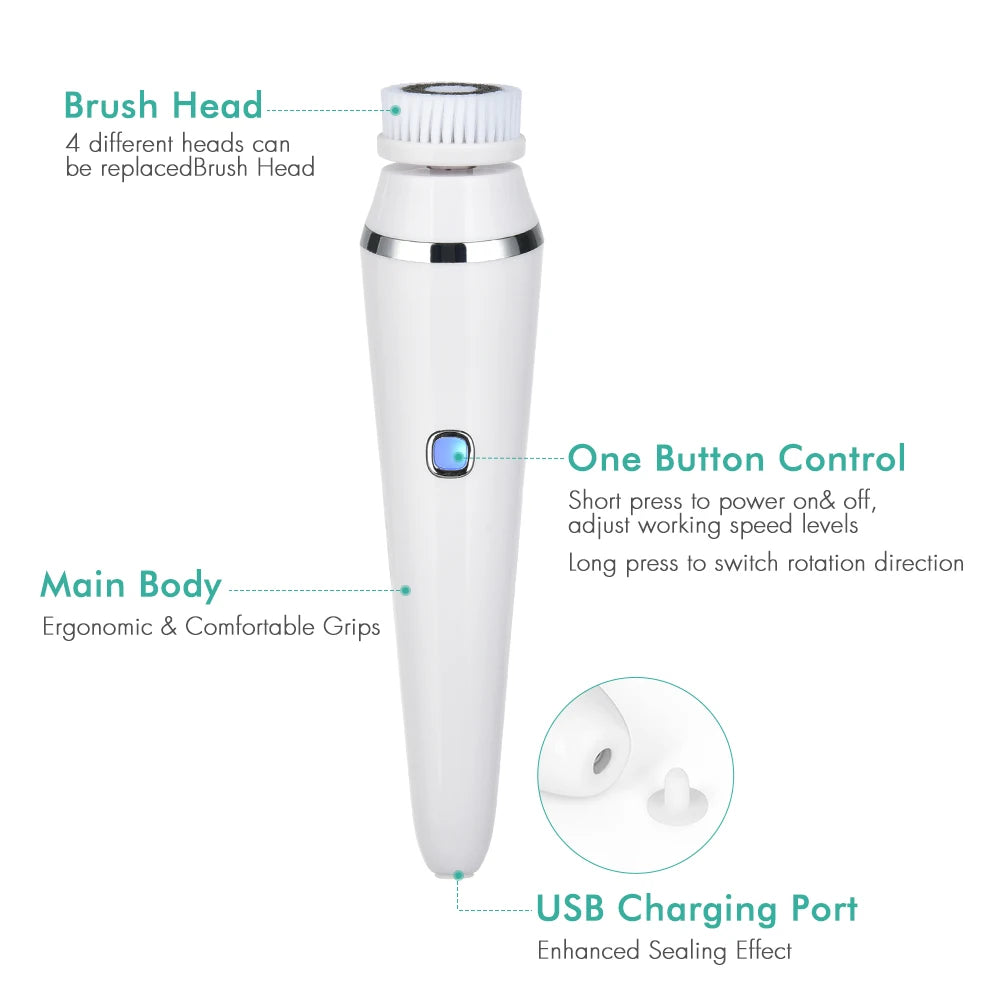 4 In 1 Electric Facial Cleansing Brush for Deep Pore Care