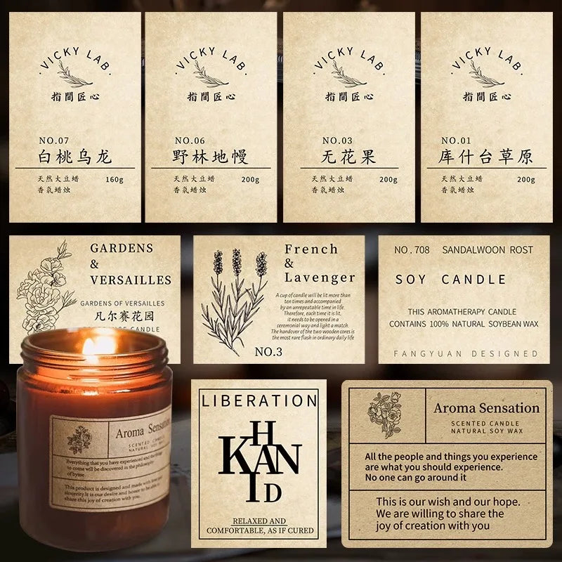 Custom Kraft Label Scented Candle Glass Jar Sticker Handicraft