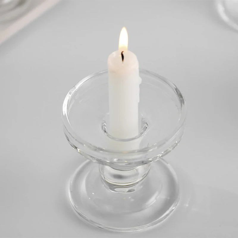 Ins Glass Candle Holders Luxury Transparent Tray for Romantic Decor