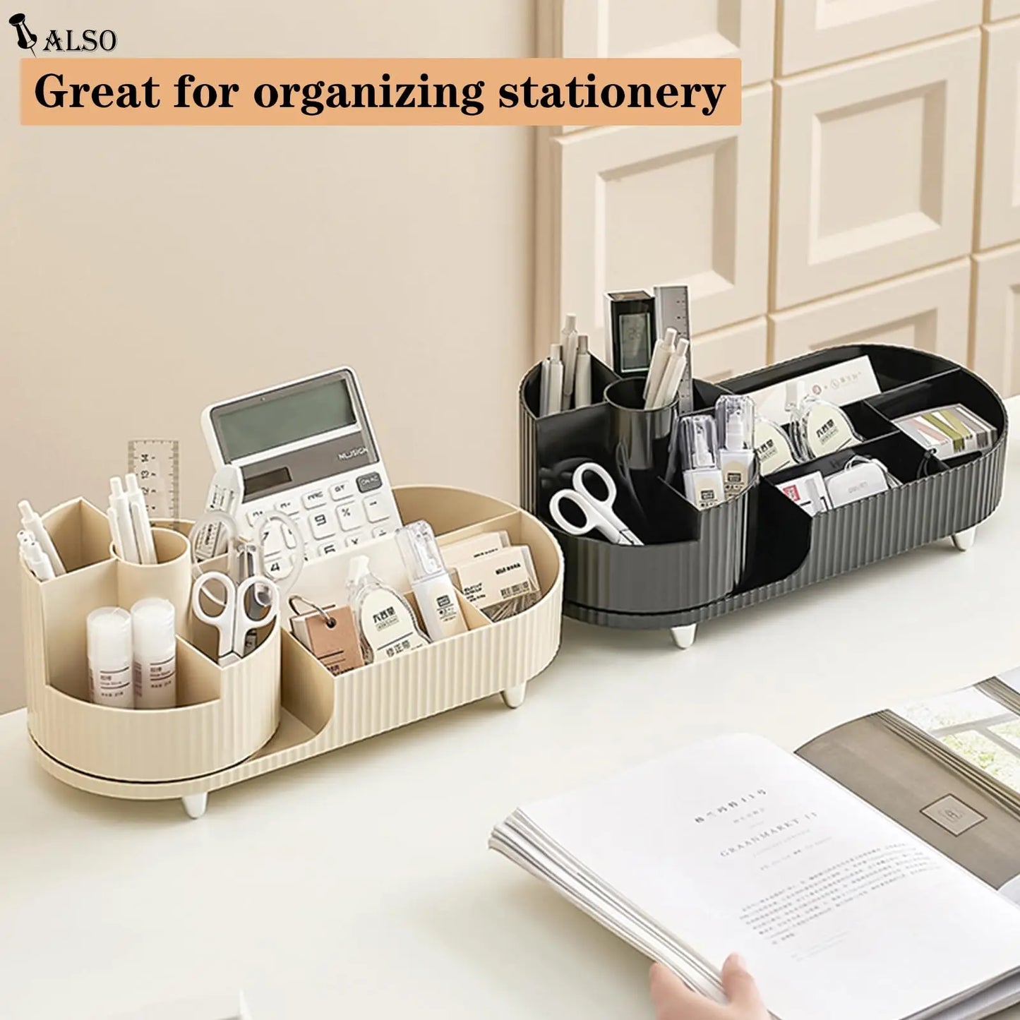 360 Rotating Makeup Organizer for Vanity with Brush Holder