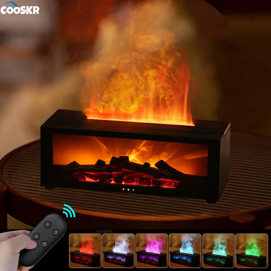 Air Humidifier Essential Oils Aroma Flame Diffuser LED Remote