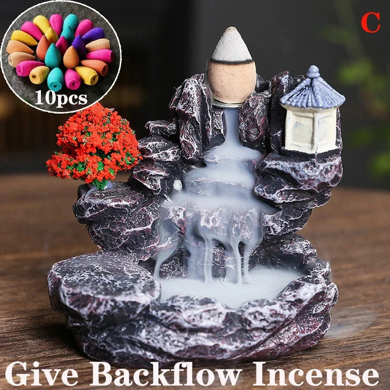 Creative High Mountain Flowing Resin Back Flow Incense Holder