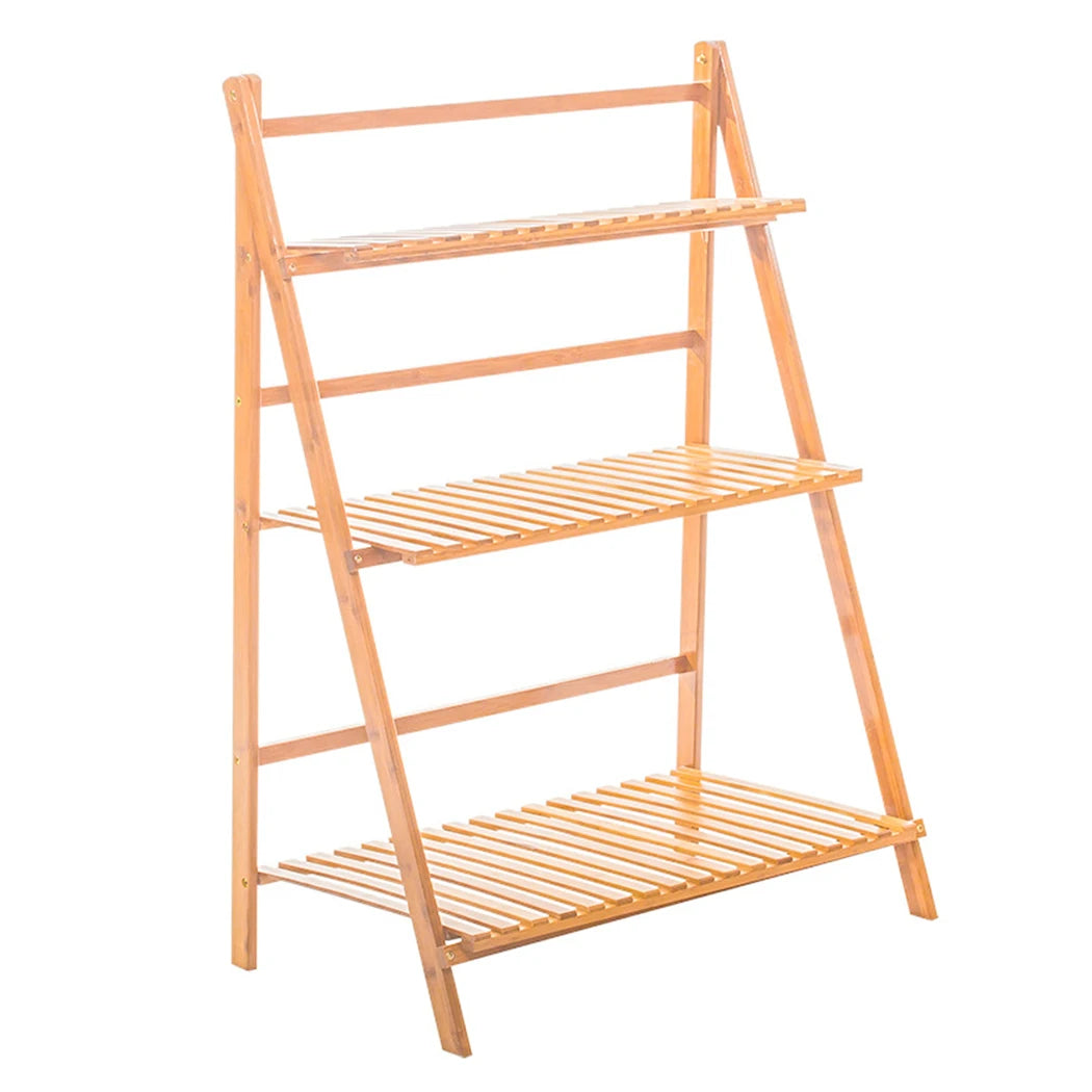 3 Tier Foldable Bamboo Plant Stand Organizer for Indoor Outdoor