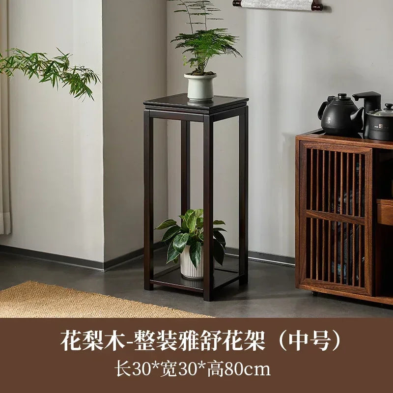 Chinese Style Plant Shelf Retro Bamboo Flower Stand Organizer