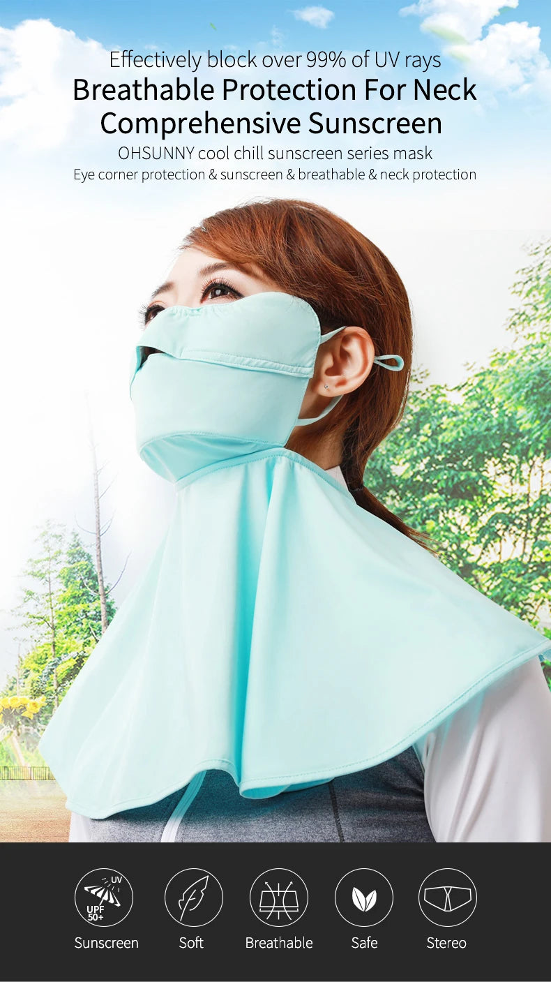 Ohsunny Sun Protective Scarf Neck Eye Mask for Women Outdoors