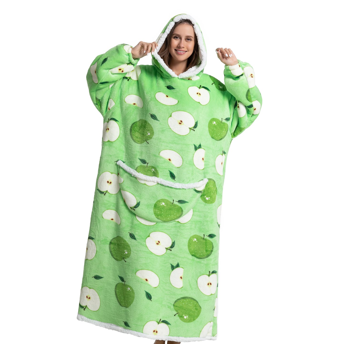 Oversized Wearable Blanket Cozy Warm Flannel Hoodie for Adults