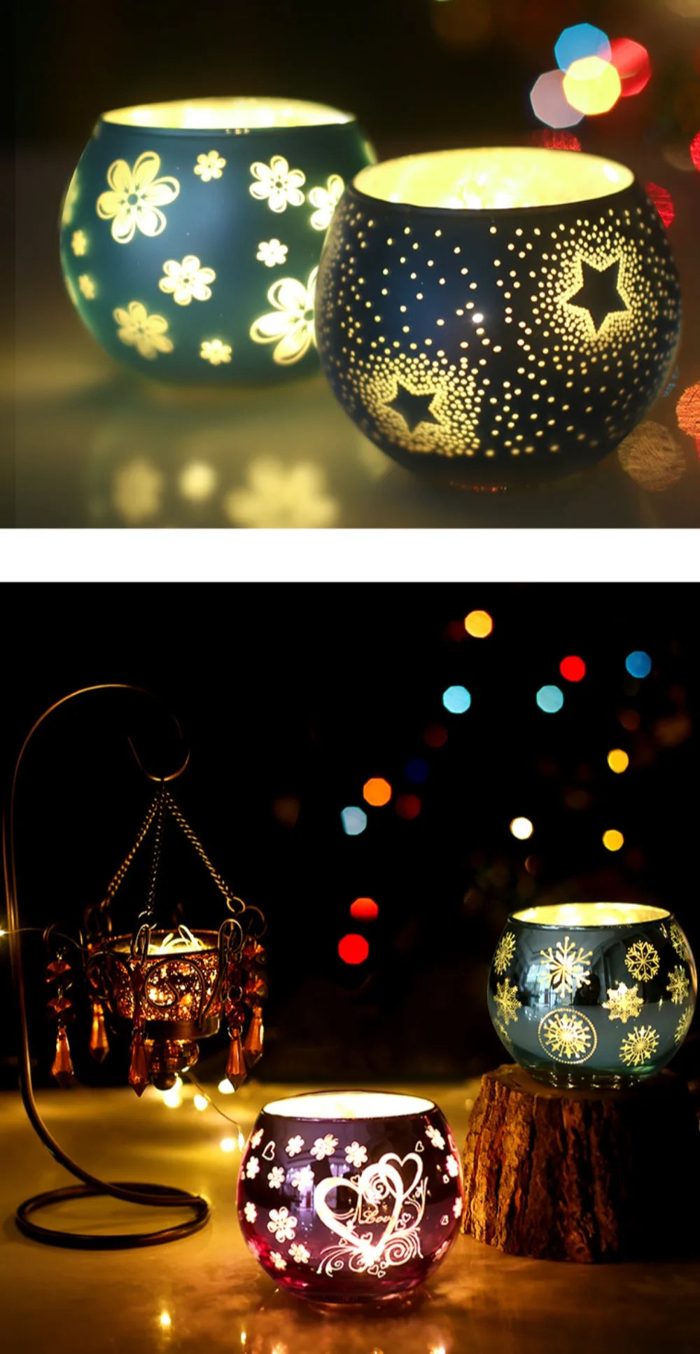 Colorful Candle Holder Starry Night Tea Light Holder Classy Décor