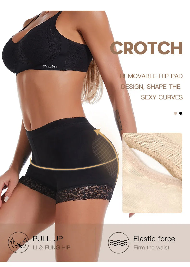 Women Hip Pads Fake Ass Lace Panties Butt Lifter Shapewear