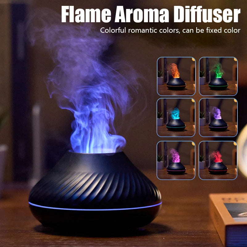 Flame Aroma Diffuser Air Humidifier With LED Color Lamp