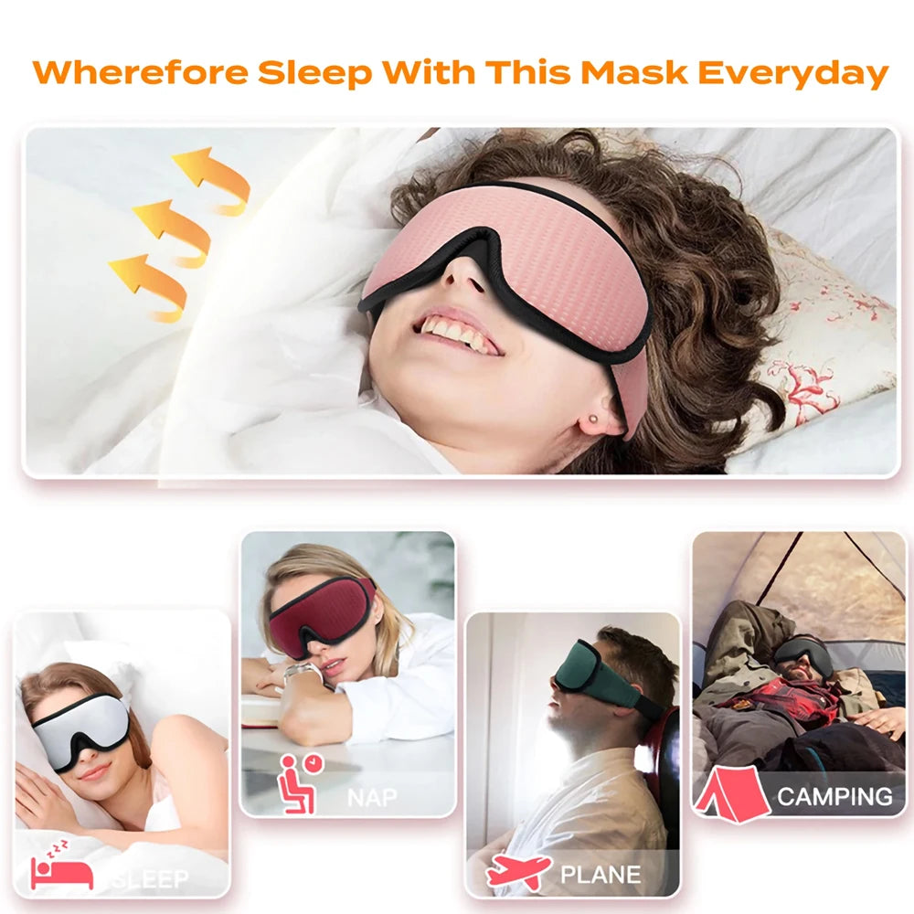 3D Sleeping Mask 100% Blockout Light for Travel Comfort