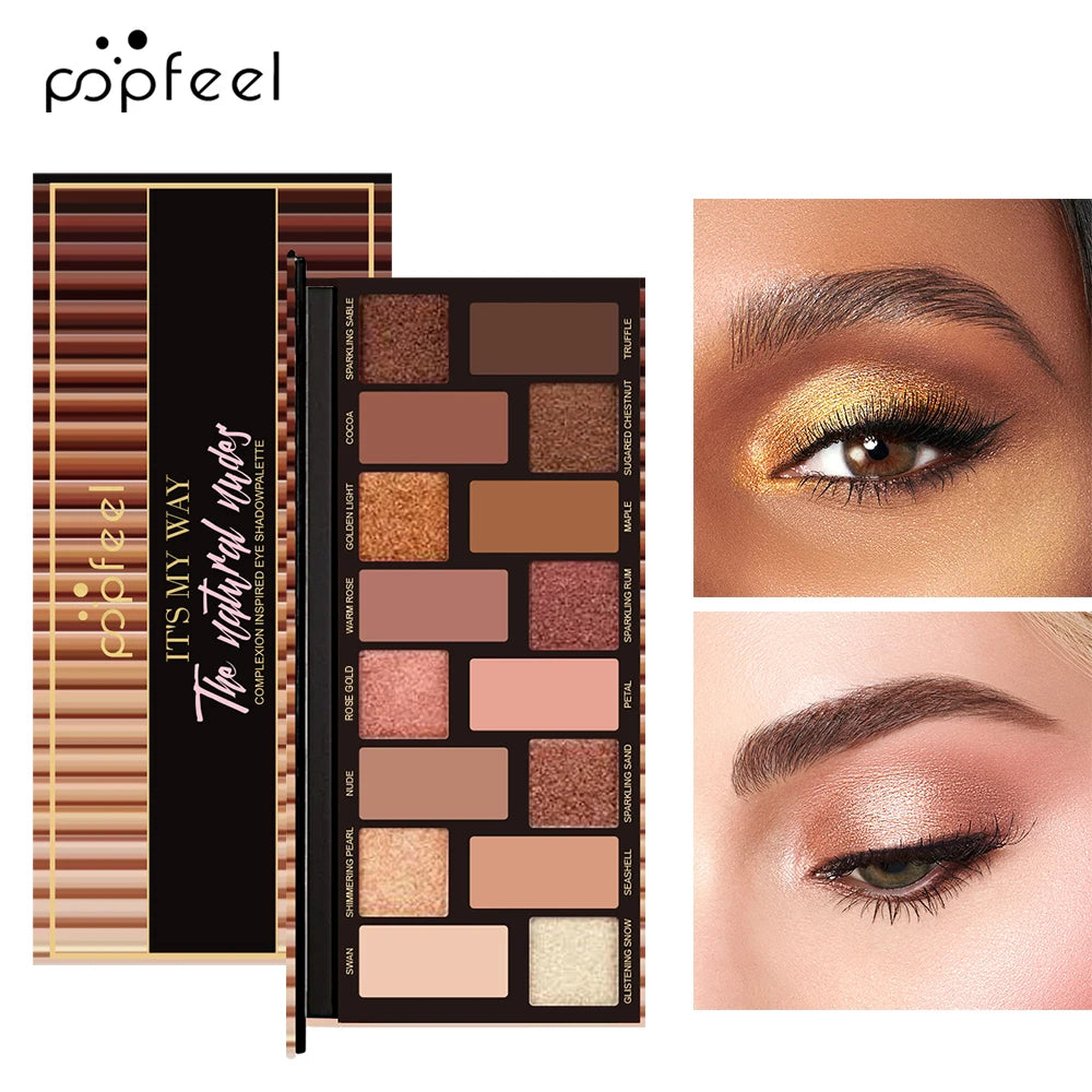 POPFEEL 16 Color Eyeshadow Palette Natural Nude Shades