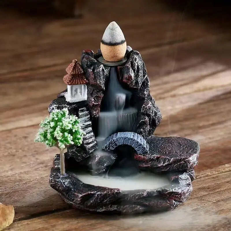 Creative High Mountain Flowing Resin Back Flow Incense Holder