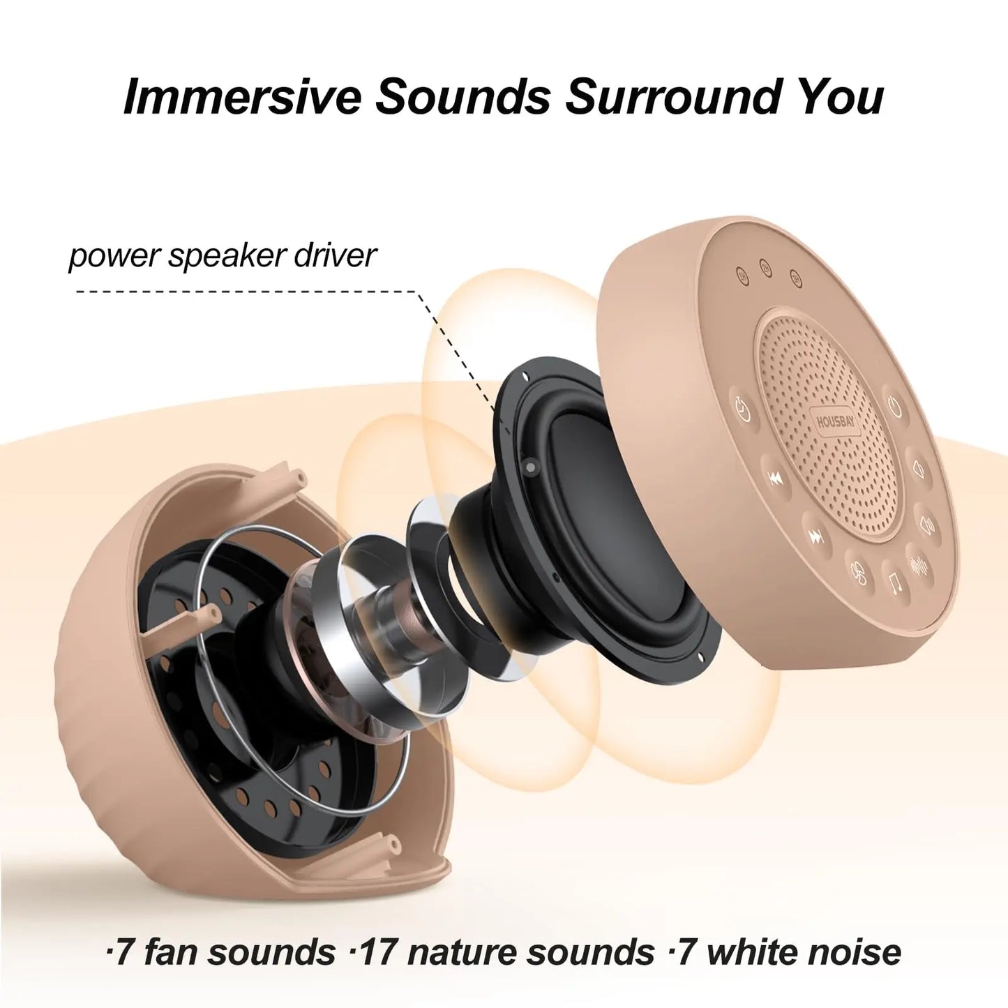 White Noise Sound Machine, 31 Natural Sounds, Brown Travel