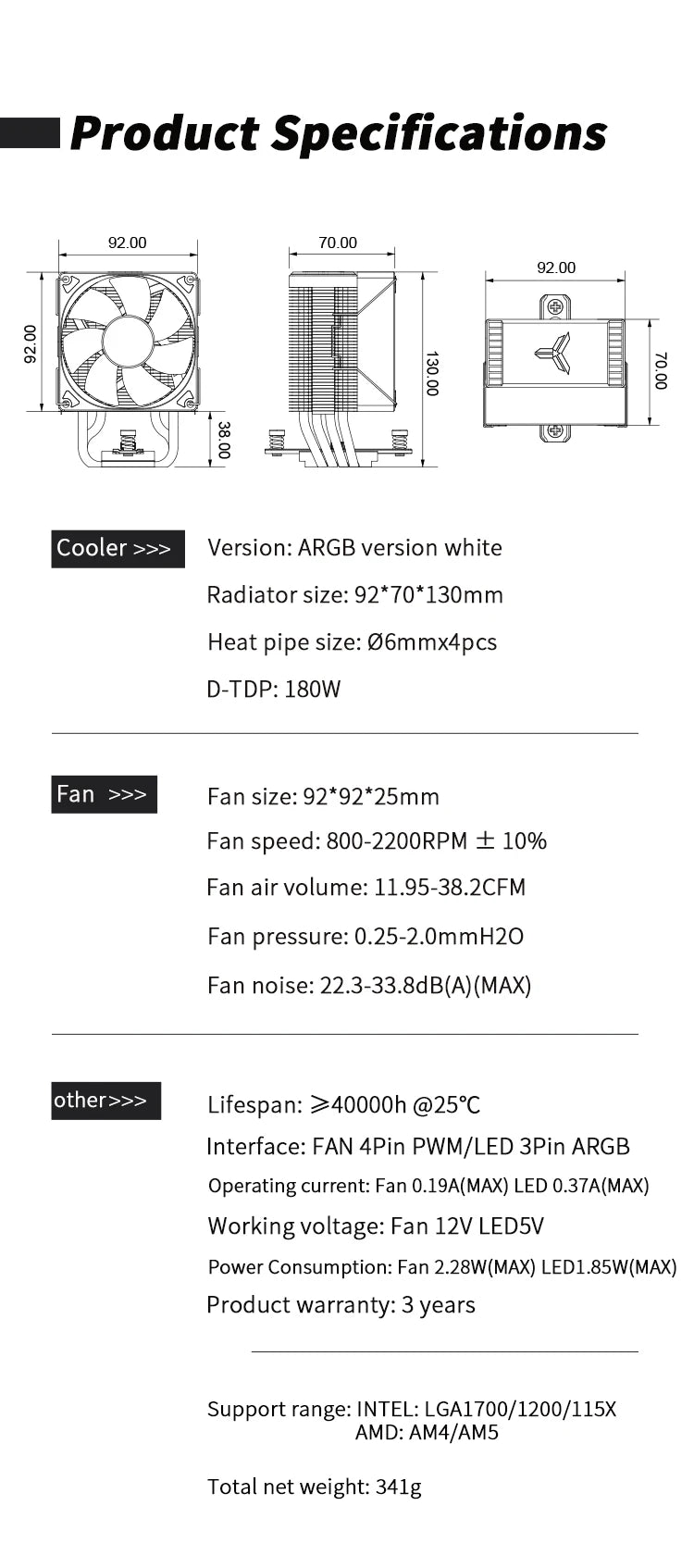 New JONSBO CR-1400 EVO ARGB CPU Cooling Fan 4 Heat Pipe