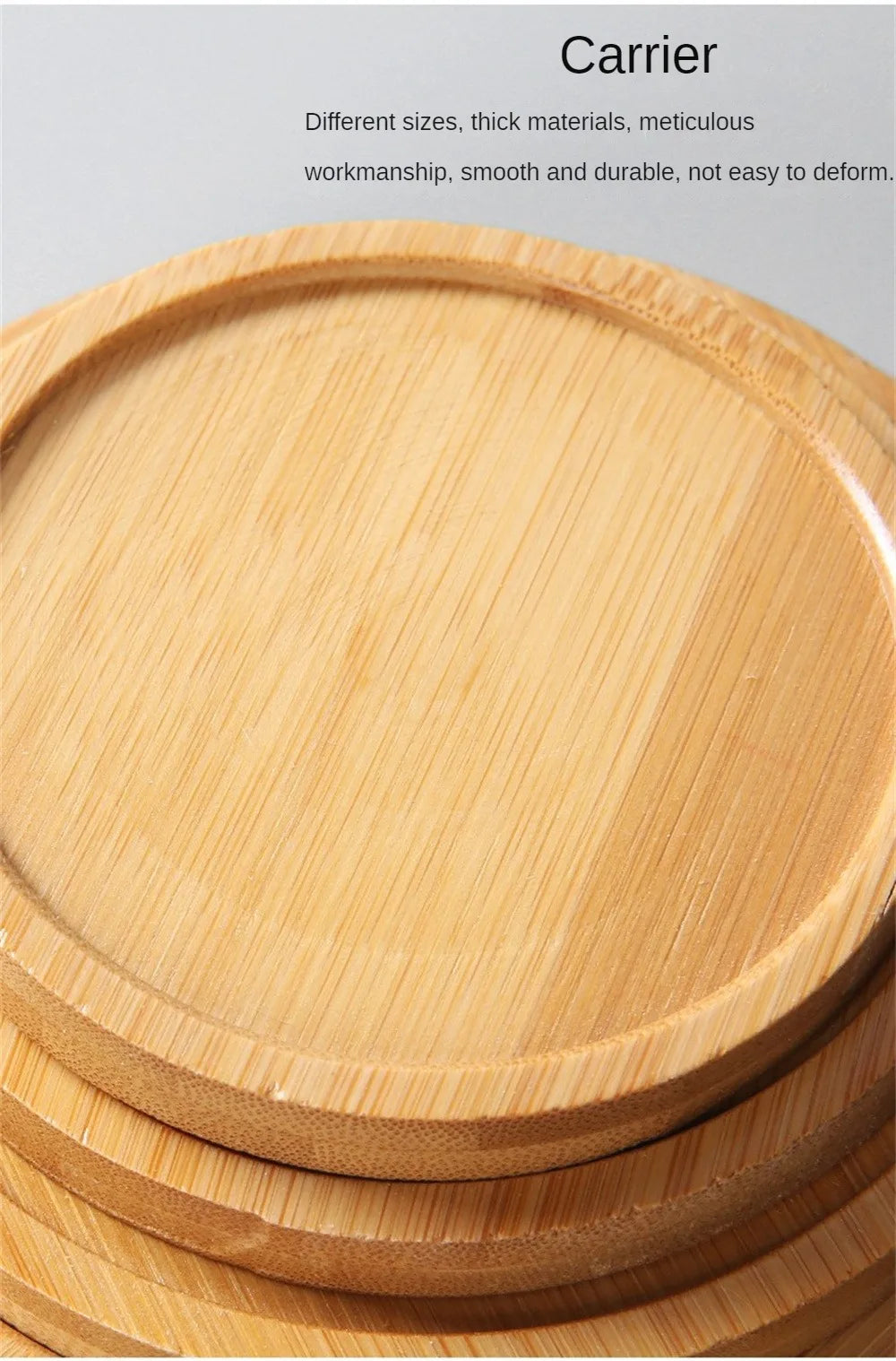 Elegant Multi Bamboo Tray Wood Saucer Flower Pot Tray Cup Pad Coaster Plate For Kitchen