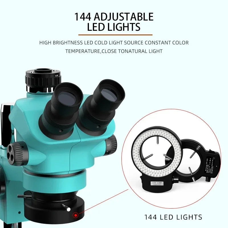 RF4 7-50X Trinocular Continuous Zoom Stereo Microscope