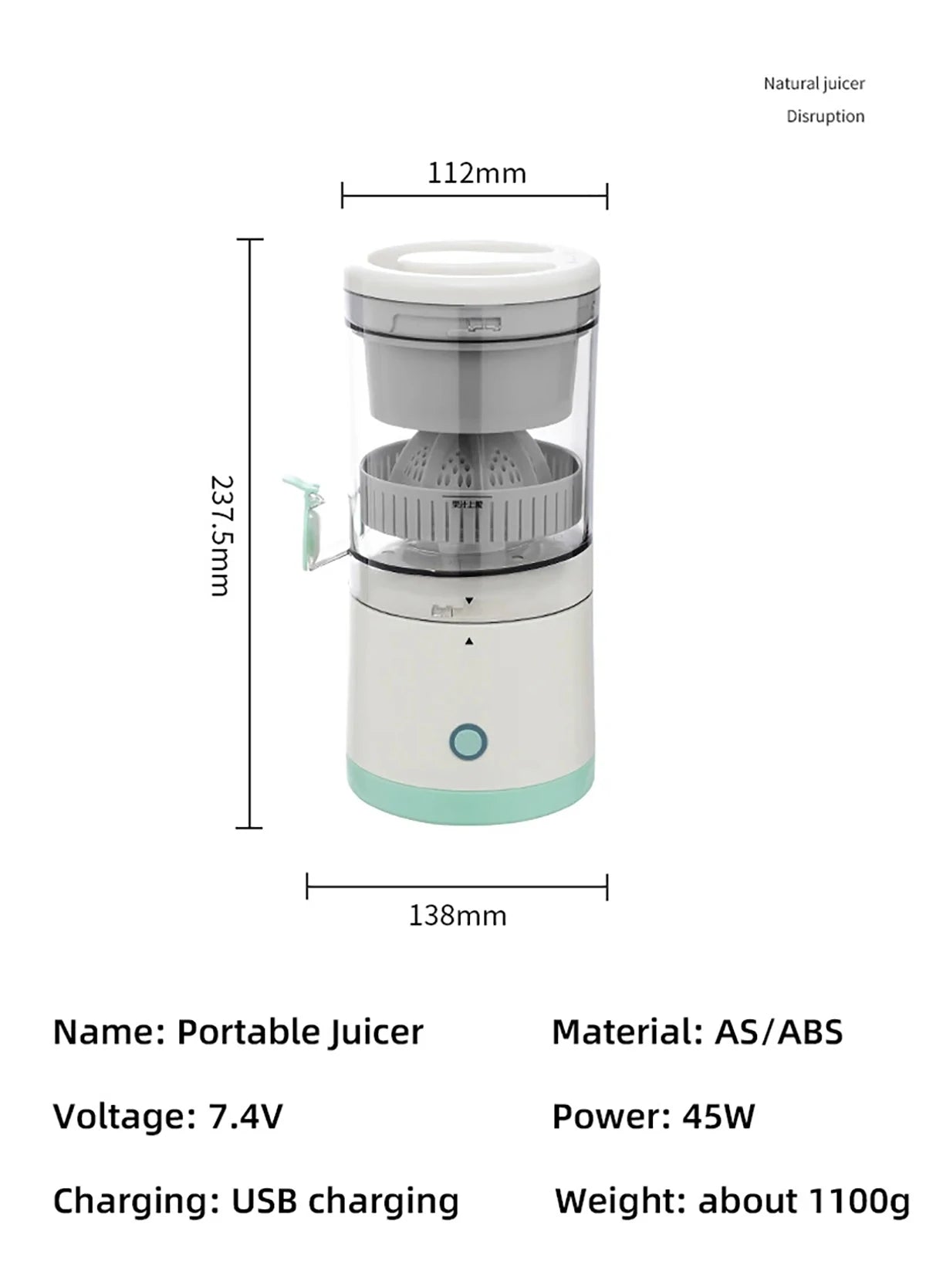 Multi-Function Portable Electric Juicer USB Rechargeable Mixing Bottle for Summer Smoothies and Lemon Juice Home Use