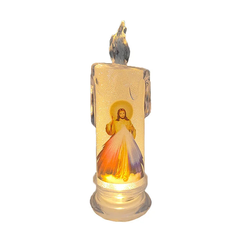 Jesus Virgin Christ Candle Lamp Flameless LED Tea Light Deco