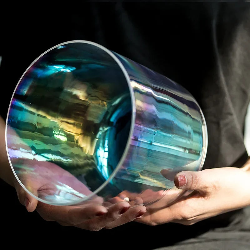 Colorful Transparent Crystal Singing Bowl Yoga Sound Therapy